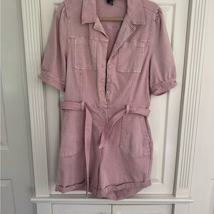 PAIGE denim stretchy pink romper